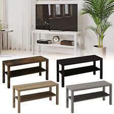 2 Tier TV Bench Entertainment Media Stand Cabinet Wooden Storage Display Unit