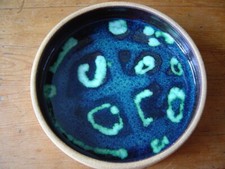 N.P North Devon Studio Pottery - Attractive blue green  large Dish (21.5cm dia)