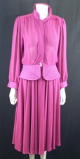 Schou Ladies Soft Skirt Suit Evening Wear Magenta UK 12 Chiffon Elasticated 80s