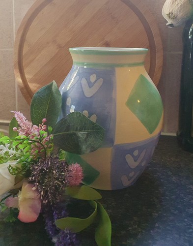 Ceramic handpainted vase - , gloss