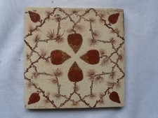 Old Victorian / Edwardian Brown Berries / Fauna patterned tile 6" x 6"