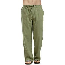 Men Casual Cotton Linen Pants Plus Size Loose Joggers Yoga Summer Beach Trousers