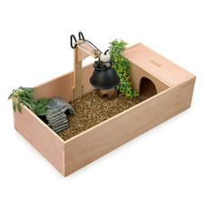KCT WOODEN TORTOISE TABLE WITH LAMP ARM OPEN TOP HOUSE HIDE HABITAT CAGE RUN