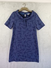 White Stuff Navy Size 14 Bird Print Short Sleeve Shift Dress 