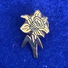 Welsh National Flower Daffodil Enamelled Gold Tone Metal Pin Badge Cymru Wales