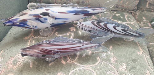 Vintage glass fish ornaments - vintage,