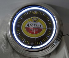 AMSTEL NEON CLOCK BEER SIGN  NEON BAR TAVERN MAN CAVE CLOCK 14" New Old Stock