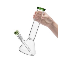 14.5mm Glass Bong 10" Smoking Water Pipes Handmade Recycler Straight Simple Bong