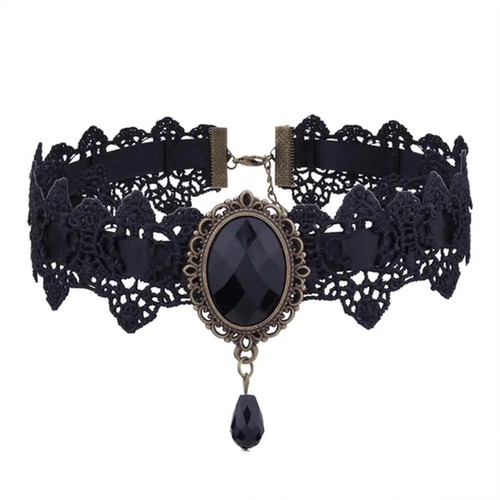 Gothic black lace necklace - gothic,