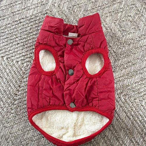 Red dog coat jacket faux - dog, fur