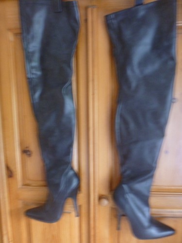 Matt black thigh high - , boots