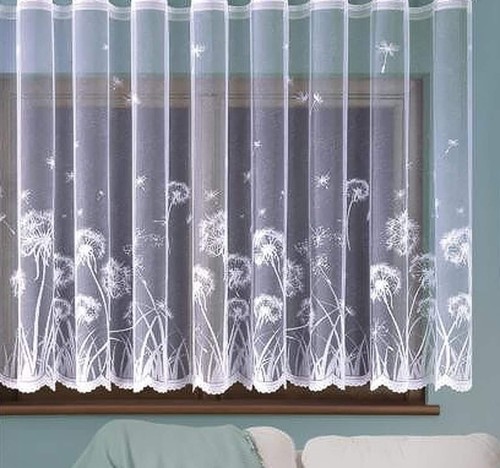 White net curtain floral - white,