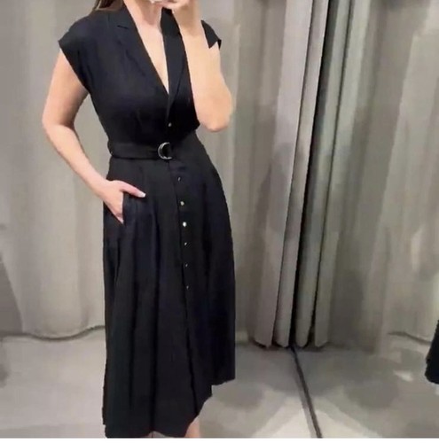 Zara black collared linen - zara,