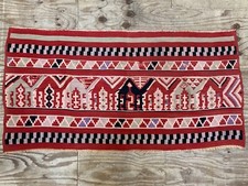 Vintage North African Hand Woven Pictorial Tapestry Wallhanging Flat weave Rug