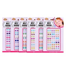 6 Sheets Ear Stickers Child Sticky Gems for Crafts Kids Nail Declas