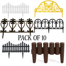 Lawn Border Edge Fence Pack of 10 Plastic Wooden Effect Edging Picket Garden