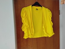 Shein Curve BNWOT 4XL Yell9w Shrug Open Front Smocked Short Sleeves