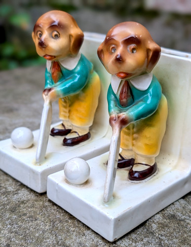 Vtg deco 30s ceramic cricketer - deco,