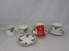 Vintage Rosina China Cup Saucer Jug Sugar Bowl Grapes & Friuit   MA12