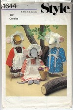SEWING PATTERN TOY MOUSE 19" TALL WITH CLOTHES DRESS APRON STYLE 1644 UNCUT M11