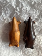 John Fox hand carved ebony & yew wood large pair mice Perry Lancaster interest 