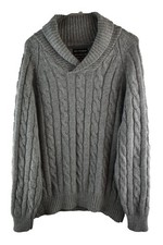 MARKS AND SPENCER Autograph Grey Cable Knit Jumper size L Womens Cashmere Angora