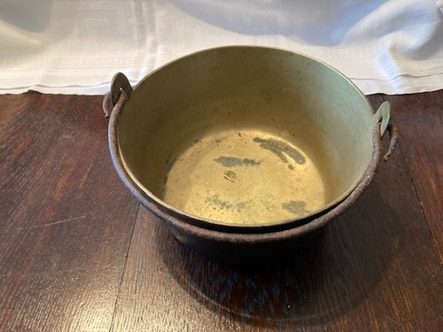 Vintage brass jam kettle - jam,
