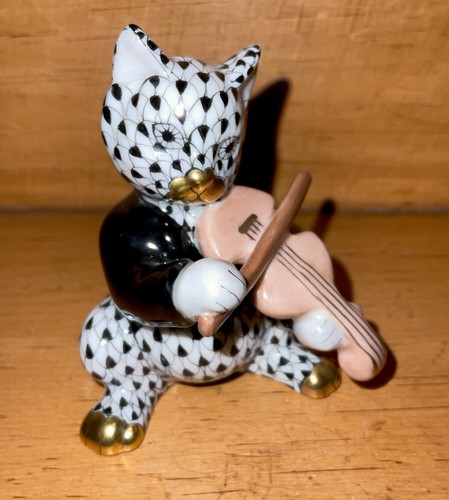 Herend porcelain cat with - porcelain,