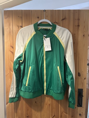 Zara green satin bomber - green, jacket