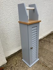 GREY TOILET ROLL CABINET HOLDER CUPBOARD hardly used