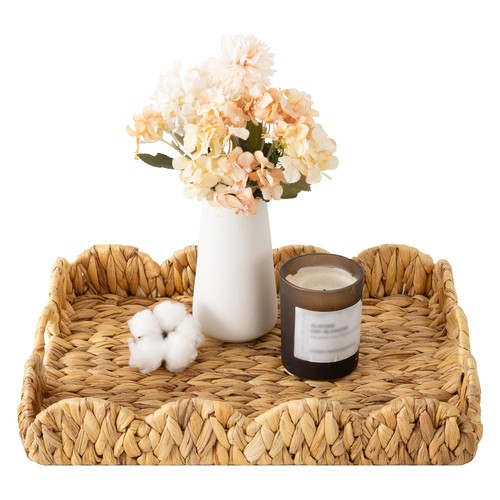 Scalloped tray wicker - tray,