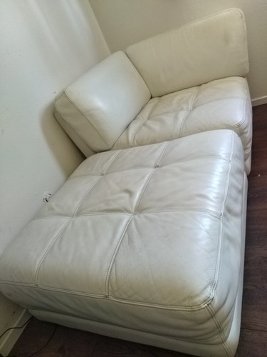 White leather sectional couch - white,