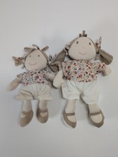 2 x Mamas And Papas Rag Doll Soft Toys 8" & 7" UK Free P+P