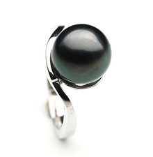 10 mm Cultured Tahitian Black Pearl Rings Pacific Pearls® Pearl engagement rings