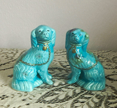 Blue ceramic dog - ceramic, figurines