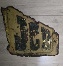 Enamel JCB sign yellow heavy Vintage Signage  Advertising Art Work