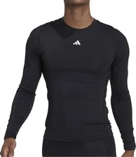 adidas Tech Fit Mens Training Top Black Long Sleeve Gym Compression Base Layer