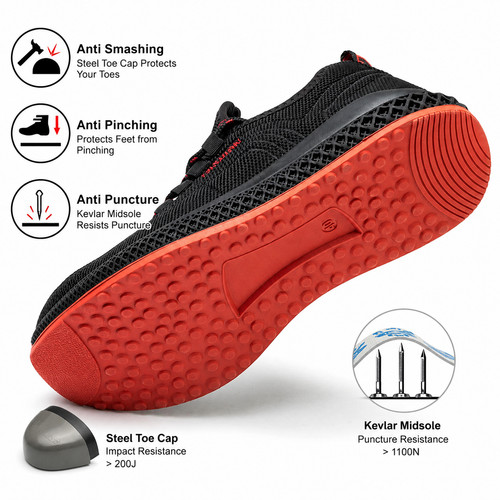 Mens safety trainers black - safety,