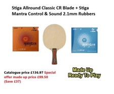 Table Tennis Bat: Stiga Allround Classic Blade + Stiga Mantra Control & Sound