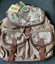 Beyond Hunting Realtree Xtra Camouflage Brown Backpack Canvas Leather Straps NWT