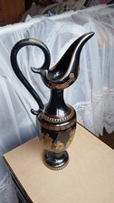 large Greek Vase Jug  Handmade, 24k Gold And Black