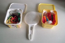  Plastic Cookie Cutters Used For Pastries, Biscuits, Cookies + White Sieve.