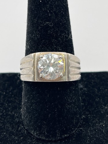 925 silver chunky mens ring - cz,