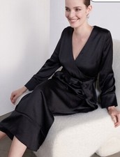 BNWT Size 18 Black Satin Wrap Dress Party Occasion Cruise Smart