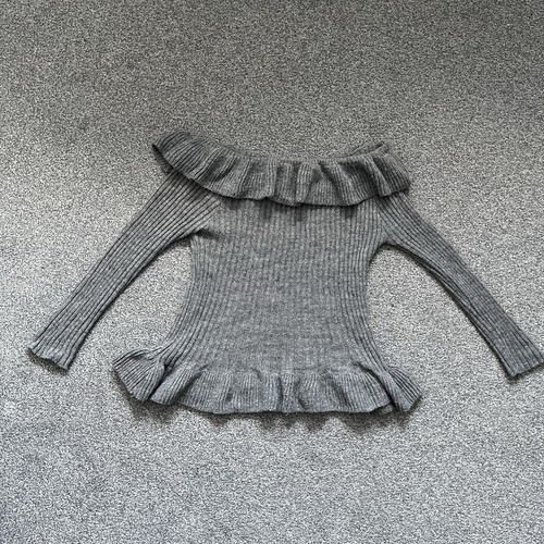Grey off the shoulder - grey, ribbed