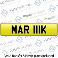 MAR 111K MARK PRESTIGE CHERISHED PRIVATE NUMBER PLATE DVLA REGISTRATION