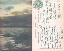 Sunset over water unidentified location NW Railway 1908 postmark Landscapes Sea