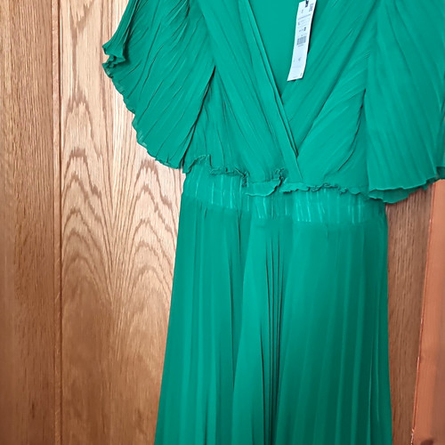 Zara green chiffon pleated - green,
