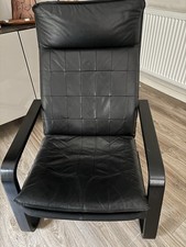 IKEA Poang Chair: Black frame with Black Leather upholster , decent  condition.