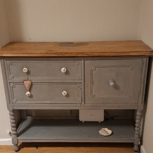 Grey painted wood sideboard - painted,